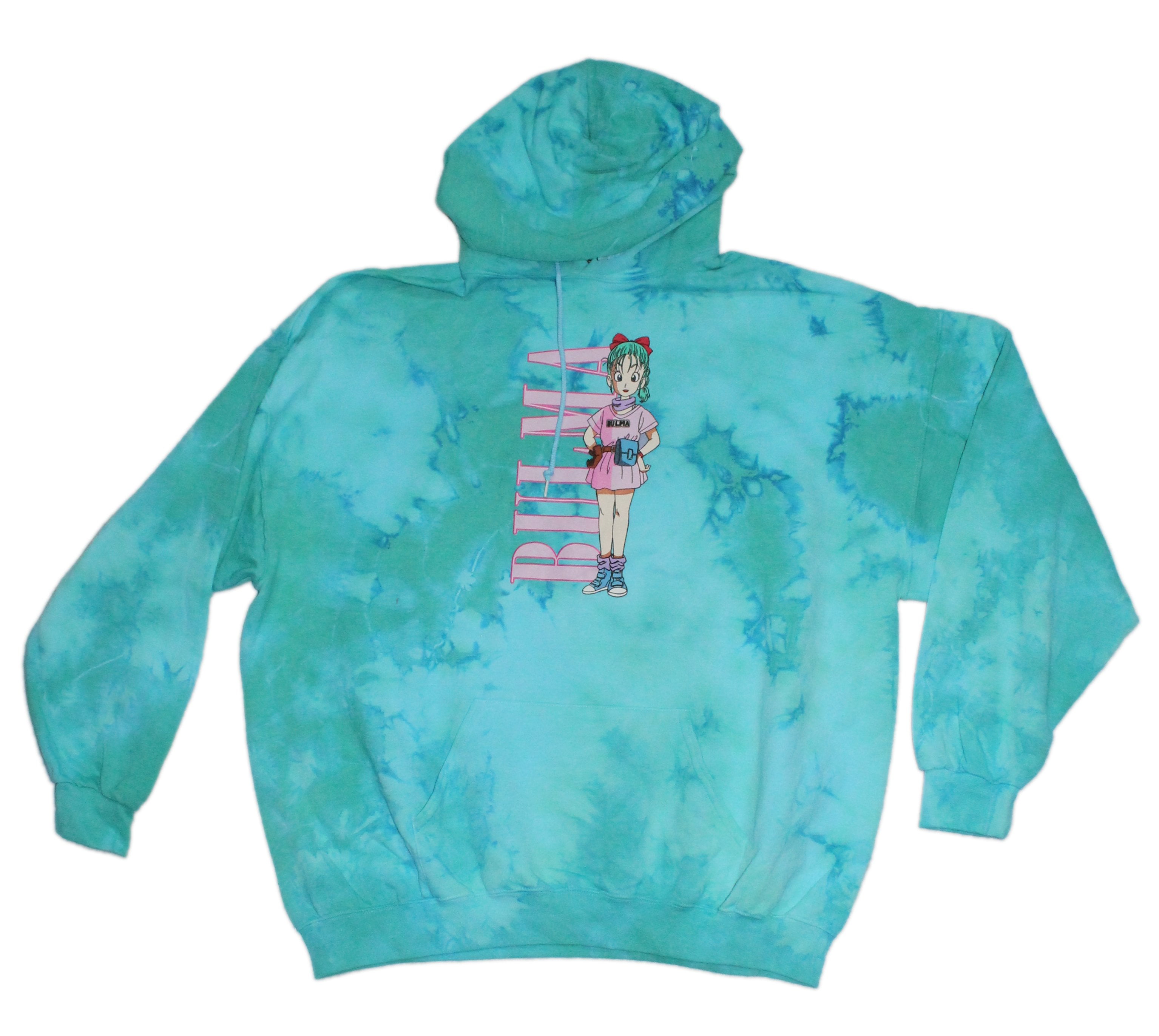Teal Green Tie Dye Dragon Ball Z Hoodie Ft. Bulma 2X Large Walmart