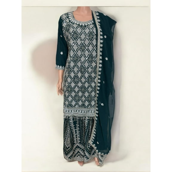 Teal Green, Traditional Designer Salwar Kameez Suit, Cultural Wear for Women, 225