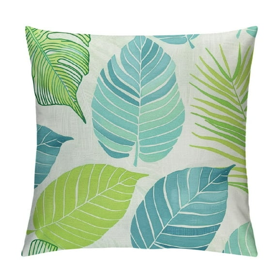 Teal Green Tropical Leaves Pillow Covers  Watercolor Palm Leaf Summer Outdoor Throw Pillow Covers Botanical Plants Pillow Cases  Cushion Covers for Couch Home Decor