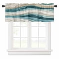 thumbnail image 1 of Teal Green Valances for Windows Beige Gradient Wave Lines Abstract Ombre Art Rod Pocket Curtain Valance Window Treatment Short Curtains for Kitchen Living Room, 58"x16", 1 of 5