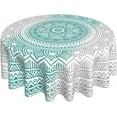 thumbnail image 1 of Teal Grey Boho Round Tablecloth 60 Inch Modern Mandala Art Turquoise Table Clothes Rustic Ombre Waterproof Reusable Circle Table Cover for Picnic Party Dining Room Home Decor, 1 of 6