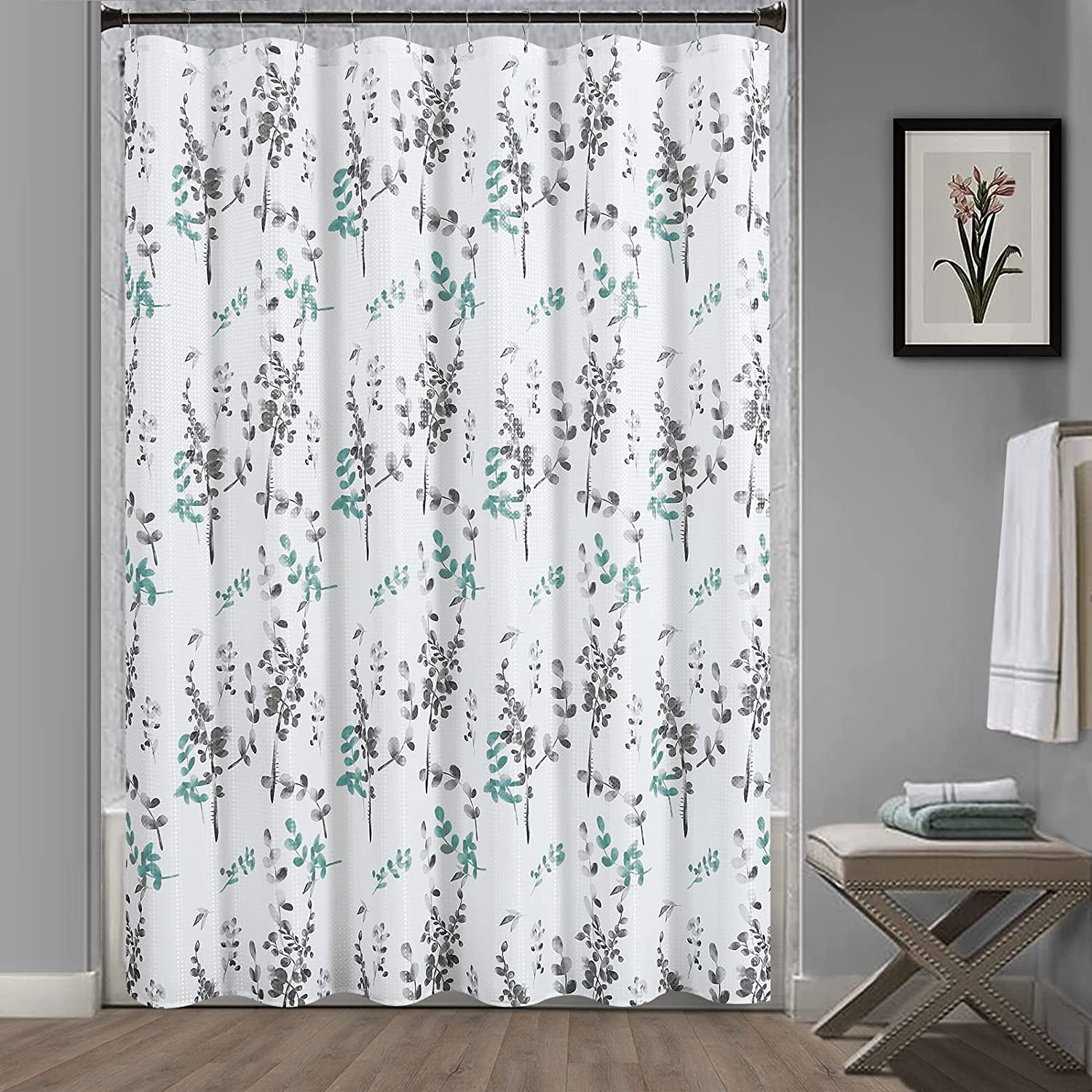 Teal And Gray Shower Curtainnull