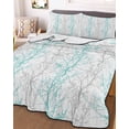 thumbnail image 1 of Teal Grey Branch Queen Size Down Alternative Comforter, Lightweight Comforter Quilt Bedding Set with Pillow Shams Spring Summer Pastoral Botanical All Seasons Bed Comforter Duvet Insert 90"x96", 1 of 7