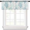 thumbnail image 1 of Teal Grey Coral Coastal Sheer Valance, Summer Beach Light Filtering Kitchen Curtain Valances, Ocean Seaside Nautical Chiffon Rod Pocket Living Room/Bedroom/Cafe Curtains 54"x18", 1 of 6
