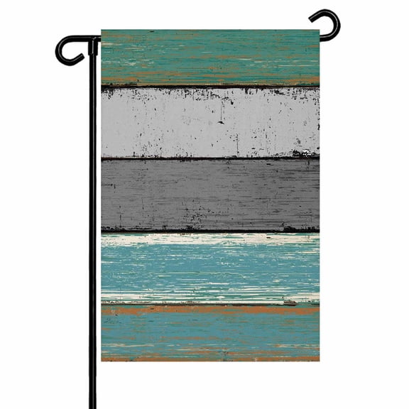 Teal Grey Farmhouse Wood Texture Garden Flags for Outside Vintage Rustic Wooden Plank Double Sided Yard Flags Outdoor House Decoration, Small 12X18 Inch,