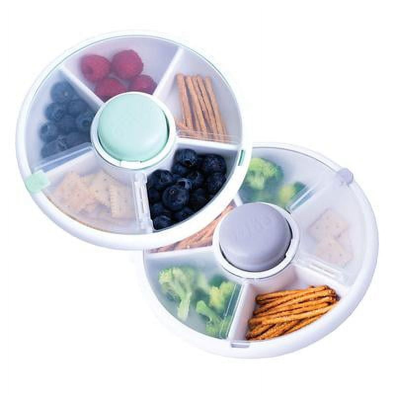 Cowiewie Snack Container for Kids with Lid, 5 Compartments, BPA and PVC  Free Kids Snack Spinner, Blue