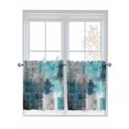thumbnail image 1 of Teal Grey Half Window Curtains 24 Inches Long, Abstract Art Oil Painting Modern Geometric Window Treatment Curtain Drapes, Short Curtains Tiers for Kitchen Over Sink, 27.5"x24", 2 Panels, 1 of 7