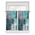 thumbnail image 1 of Teal Grey Kitchen Curtains 54 Inches length, Abstract Art Oil Painting Modern Geometric Window Treatment Curtain Drapes, Thermal Insulated Drapes for Basement Hotel RV, 42"x54", 2 Panels, 1 of 7
