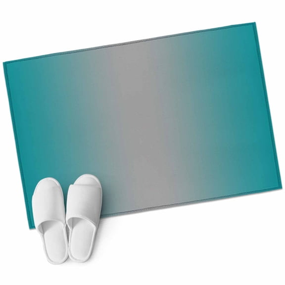 Teal Grey Ombre 2'x3' Washable Rug, Gradient Contemporary Abstract Art Non-Slip Soft Doormat Area Rugs for Entrance Bathroom Bedsides, Carpet for Kitchen Bedroom, Entryway Floor Mat