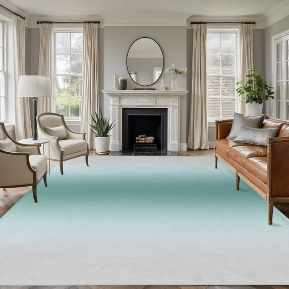 Teal Grey Ombre Area Rug 6x9 Washable Rug Non Slip Farmhouse Gradient Minimalist Large Area Rug Soft Stainresistant Indoor Floor Carpet for Living Room Bedroom Home Office Dining Room Nursery