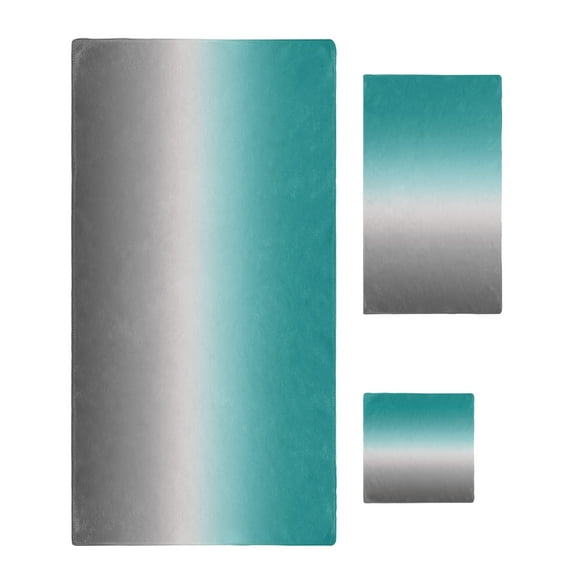 Teal Grey Ombre Bath Towels for Bathroom Set,Luxury Microfiber Towels Gifts for Women,Beach Kitchen Hand Hair Face Towel and Dish Washcloth,Turquoise Gradient Modern Abstract Art Towels+Set