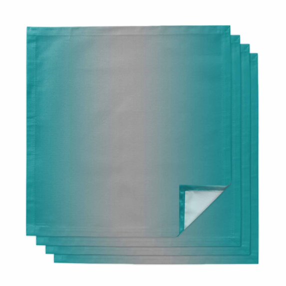 Teal Grey Ombre Cloth Napkins, Gradient Contemporary Abstract Art Washable and Reusable Dinner Napkins Set of 4, Table Napkin for Kitchen Party Birthday Wedding Hotel Housewarming 20"x20"