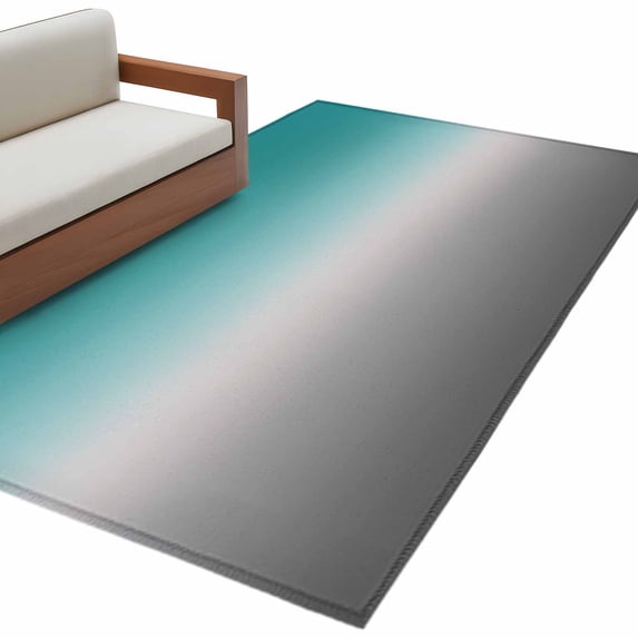 Teal Grey Ombre Large Area Rugs for Bedroom Living Room, Soft Non Slip Carpet Bedside Rug, Turquoise Gradient Modern Abstract Art Rectangular Floor Cover Kitchen Accent Rug 4'x6' for Office