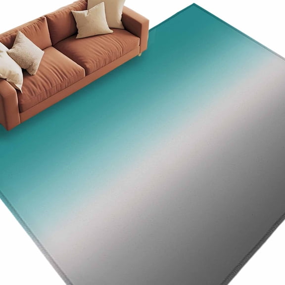 Teal Grey Ombre Large Area Rugs for Bedroom Living Room, Soft Non Slip Carpet Bedside Rug, Turquoise Gradient Modern Abstract Art Rectangular Floor Cover Kitchen Accent Rug 6'x9' for Office