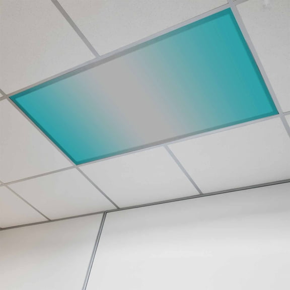 Teal Grey Ombre Magnetic Fluorescent Light Covers for Ceiling Lights 2x4Ft, Gradient Contemporary Abstract Art Office Classroom Kitchen Drop Ceiling Light Covers Lighting Filters Shade Panel 1 Pack