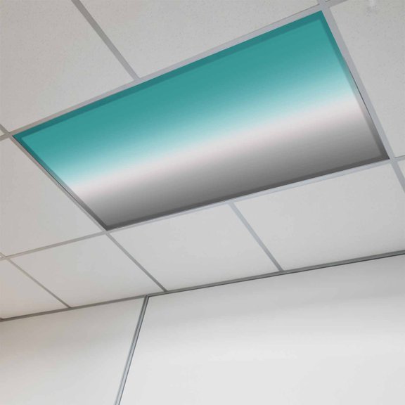 Teal Grey Ombre Magnetic Fluorescent Light Covers for Ceiling Lights 2x4Ft, Turquoise Gradient Modern Abstract Art Office Classroom Kitchen Drop Ceiling Light Covers Filters Shade Panel 1 Pack