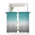 thumbnail image 1 of Teal Grey Ombre Morocco Pattern Curtains 54 Inch Length,Sheer Curtains for Bedroom Living Room Window Modern Moroccan Geometric Rod Pocket Drapes Kitchen Curtains Small Half Window 42"x54" 2 Panels, 1 of 7