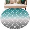 thumbnail image 1 of Teal Grey Ombre Morocco Pattern Large Area Rugs for Bedroom Living Room, Soft Non Slip Carpet Bedside Rug, Modern Moroccan Geometric Round Floor Cover Kitchen Accent Rug 8' for Dining Room/Office, 1 of 9