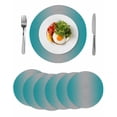 thumbnail image 1 of Teal Grey Ombre Round 13 Inch Placemats Set of 6, Gradient Contemporary Abstract Art HeatResistant Non Slip Place Mats for Dining Table, Wipeable Braided Kitchen Table Mats for Housewarming, 1 of 9