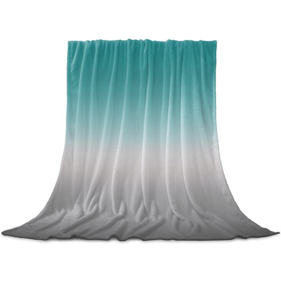 Teal Grey Ombre Throw Blanket for Couch,Soft Lightweight Flannel Fleece Blanket,Turquoise Gradient Modern Abstract Art Microfiber Plush All Season Decorative Blankets for Sofa Office Lap 30"x40"
