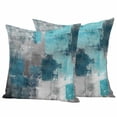 thumbnail image 1 of Teal Grey Outdoor Waterproof Pillow Covers, Modern Oil Painted Abstract Art Aesthetics Decorative Square Throw Pillowcase Sofa Cushion Sham for Patio/Couch/Chair, 18"x18" 2 Pack, 1 of 8