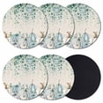 thumbnail image 1 of Teal Grey Pumpkin Fall Coasters Set of 6, Absorbent Coasters for Drinks, Thanksgiving Eucalyptus Leaves Coaster for Desk Coffee Table Protection, Home Decor House Warming Gifts 4", 1 of 8
