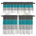 thumbnail image 1 of Teal Grey Striped Kitchen Curtains Sets for Windows 24 Inch Length, Farmhouse Modern Rod Pocket Window Treatments Tier Curtains and Valances Set for Bedroom/Bathroom, 1 of 8