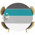 thumbnail image 1 of Teal Grey Striped Table Cloth, Round Fitted Tablecloths with Elastic Edge, Farmhouse Modern Wipeable Waterproof Table Cover for Kitchen Wedding 36-44 Inches, 1 of 4