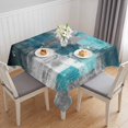 thumbnail image 1 of Teal Grey Table Cloth Waterproof Tablecloths, Abstract Art Oil Painting Modern Geometric Tablecloth Dining Table Cover for Kitchen Party Tabletop Outdoor, Square Tablecloth 54x54 Inch, 1 of 9
