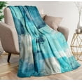 thumbnail image 1 of Teal Grey Throw Blanket Turquoise Abstract Art Ultra-Soft Cozy Fleece Blankets Lightweight Modern Flannel Blanket for Couch Sofa Bedding Home Decor (Turquoise Gray, 60" L x 50" W), 1 of 6