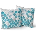 thumbnail image 1 of Teal Grey Throw Pillow Covers 18x18 Inch Turquoise Geometric Trellis Chain Pillow Covers Set of 2 Blue Grey Modern Decorative Pillows Farmhouse Couch Pillow Cases for Home Couch Bed Sofa Chair Decor, 1 of 6