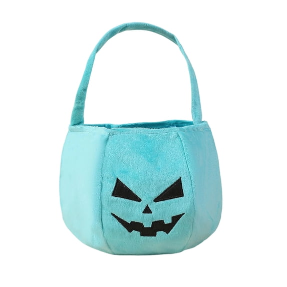 Teal Halloween Pumpkin Treat Bags for K'ids, Soft Candy Bucket Holders for Toddler Party Supplies, Handheld Pumpkin Bags for Trick or Treating and Classroom Gifts