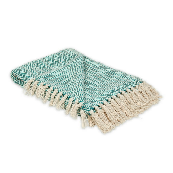 Teal Handloom Chevron Throw