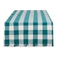 thumbnail image 1 of Teal Heavyweight Check Fringed Table Runner 14x72, 1 of 3