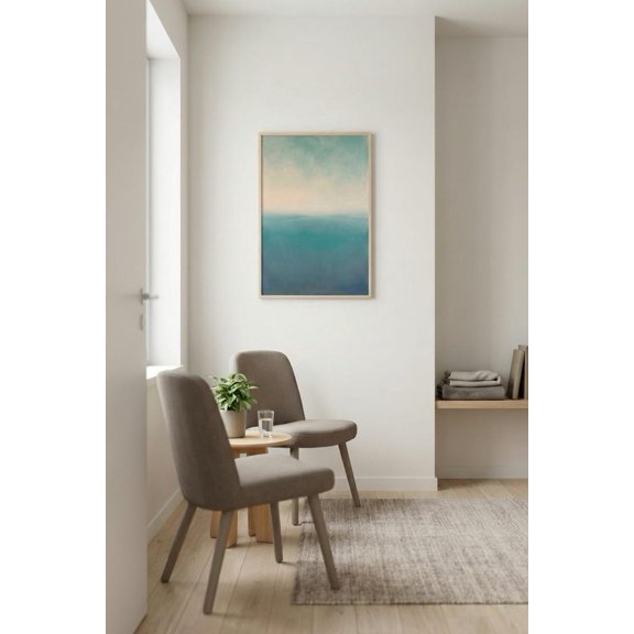 Teal Horizon Abstract Wall Art Print, Unframed Paper Poster 8x10in