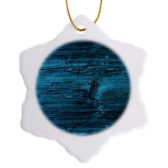 3drose, Teal Image of Weathered Wood, 3 inch Snowflake Porcelain Ornament