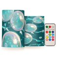 Single Candel Pattern Teal Iridescent Bubble Pattern Flickering Flameless Candles Battery ...