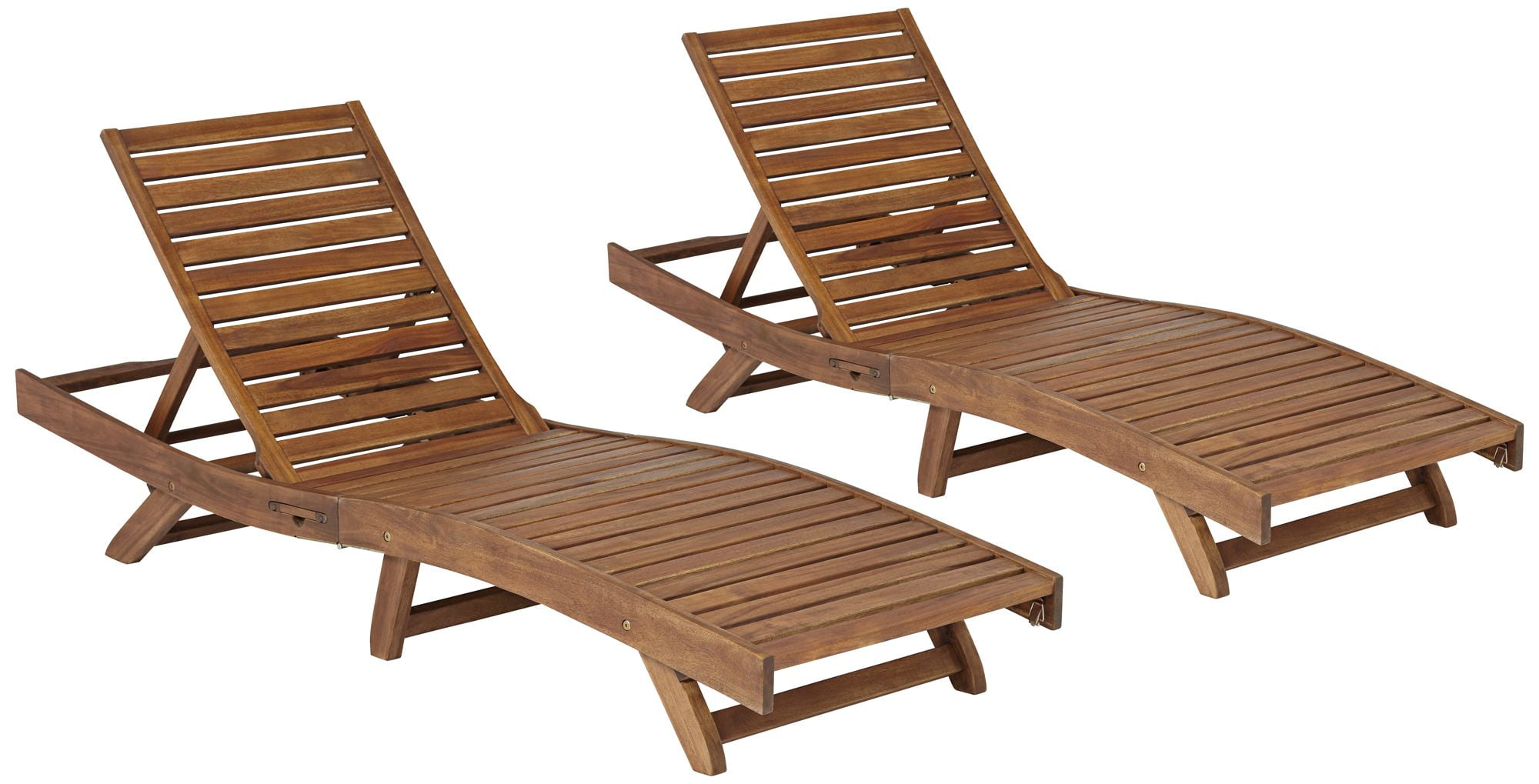 Teal Island Designs Gambo Natural Wood Adjustable Outdoor Lounger Chairs Set of 2