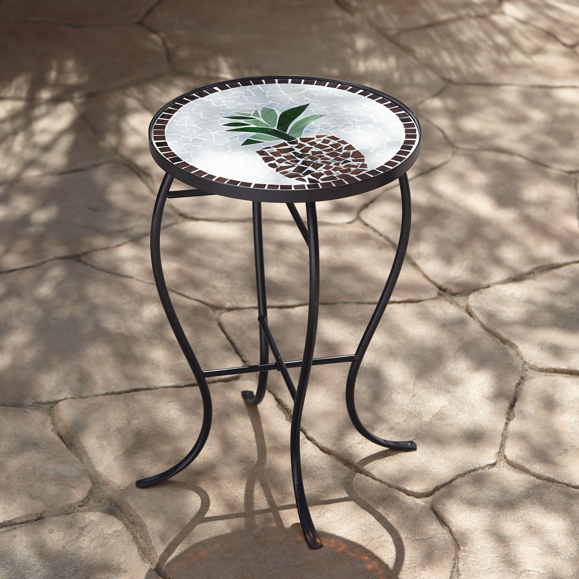 Teal Island Designs Modern Black Round Outdoor Accent Side Table 14