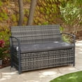thumbnail image 1 of Teal Island Designs Wicker 47 1/2" Wide Bronze Outdoor Storage Bench, 1 of 9