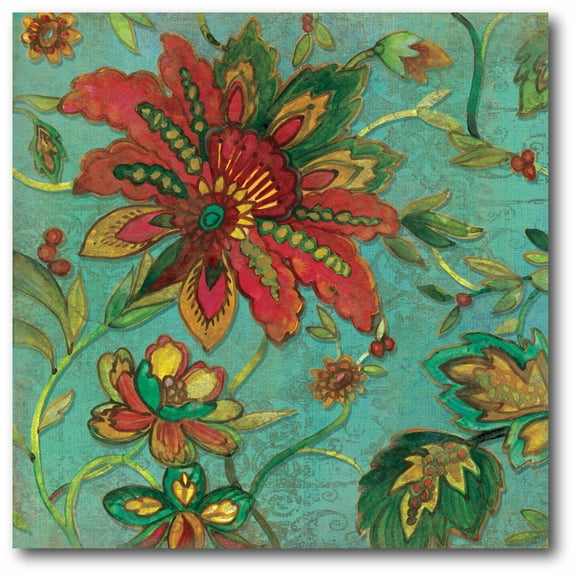 Teal Jacobean Spice I Gallery-Wrapped Canvas Wall Art, 16x16