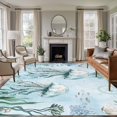 thumbnail image 1 of Teal Jellyfish Washable Living Room Rugs 6'x9', Summer Shell Coral Low Pile Throw Large Area Rug Non-Slip Sturdy Edge Binding Carpet for Dining Room Kitchen Office, 1 of 9