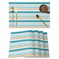 thumbnail image 1 of Teal Khaki Striped Placemats Set of 4, Farmhouse Stripes Modern Abstract Art Placemats for Dining Table, Place Mats for Kitchen Tabletop, Waterproof Wipeable Dining Table Mats Set, 1 of 9