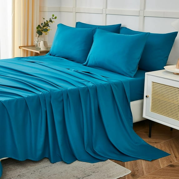 Teal King Size Sheets Set 6 Piece,Hotel Luxury Super Soft 1800 Series Microfiber Bed Sheets King Set-Wrinkle & Fade Resistant-14 Deep Pockets Sheets for King Size Bed(King,Teal)