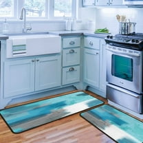 Teal Kitchen Rugs Set of 2 - Kitchen Floor Mats Non-Slip Backing - Kitchen Mat Washable Doormat Runner Rug Set for Home Accessories and Decor 17x47.2 and 17x30 inches.
