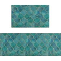 Teal Kitchen Rugs Sets of 2 Turquoise Kitchen Rug Mat Washable Non-Slip Kitchen Floor Mats for in Front of Sink Teal Kitchen Decor