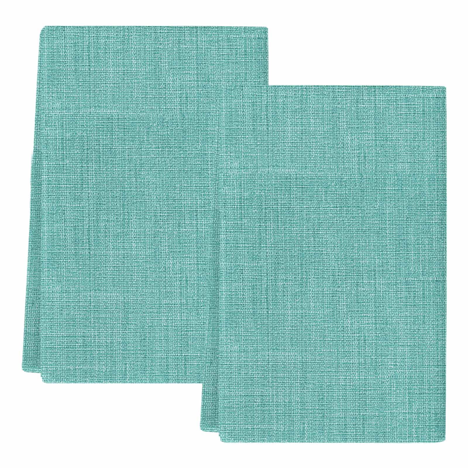 Teal Kitchen Towels Set of 2, Farmhouse Burlap Solid Green Color Modern Linen Texture Soft Microfiber Dish Towels, Absorbent Washable Dishcloths for Kitchen Cleaning, Drying Dishes, 18x28 Inches