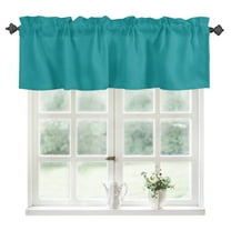 Teal Kitchen Valances for Windows 42x18 Inch Kitchen Curtains Valances Rod Pocket Turquoise Pure Teal Bathroom Window Valances for Window Treatment Decor