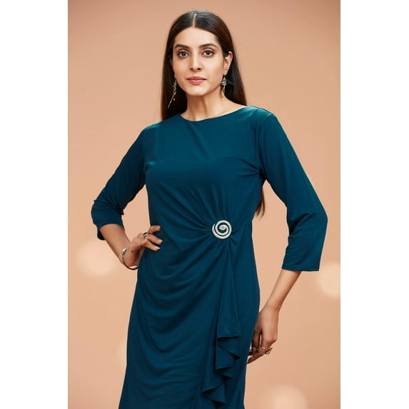 Teal Knee Length Party Dress