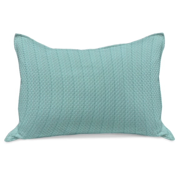 Teal Knitted Quilt Pillowcover, Cultural Symmetrical Design Themed Pattern, Standard King Size Pillow Cover for Bedroom, 30" x 20", Turquoise Grey White, by Ambesonne